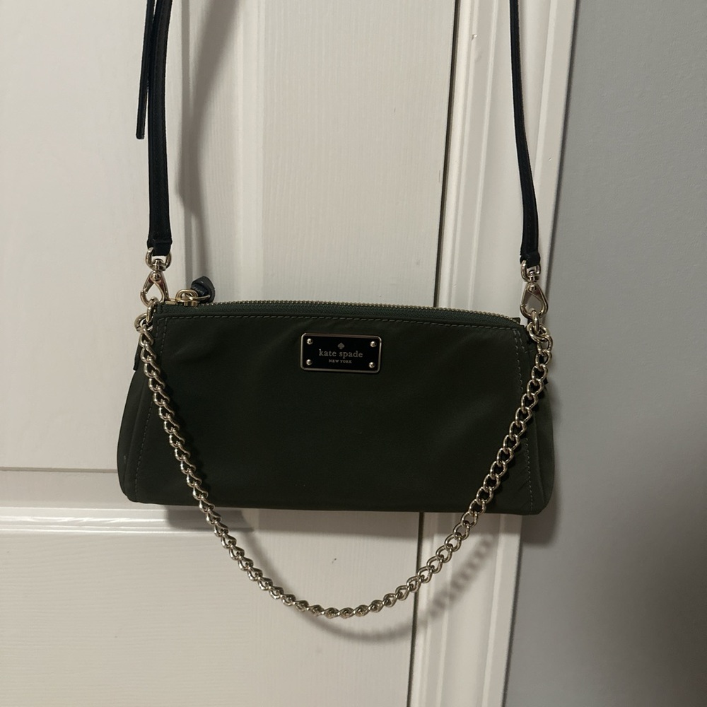 Kate Spade Green and Black Crossbody Bag with Chain Detail